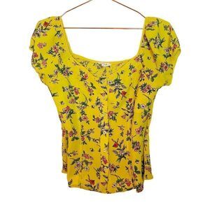 NWOT ANGL E&M Yellow Floral Top Medium
